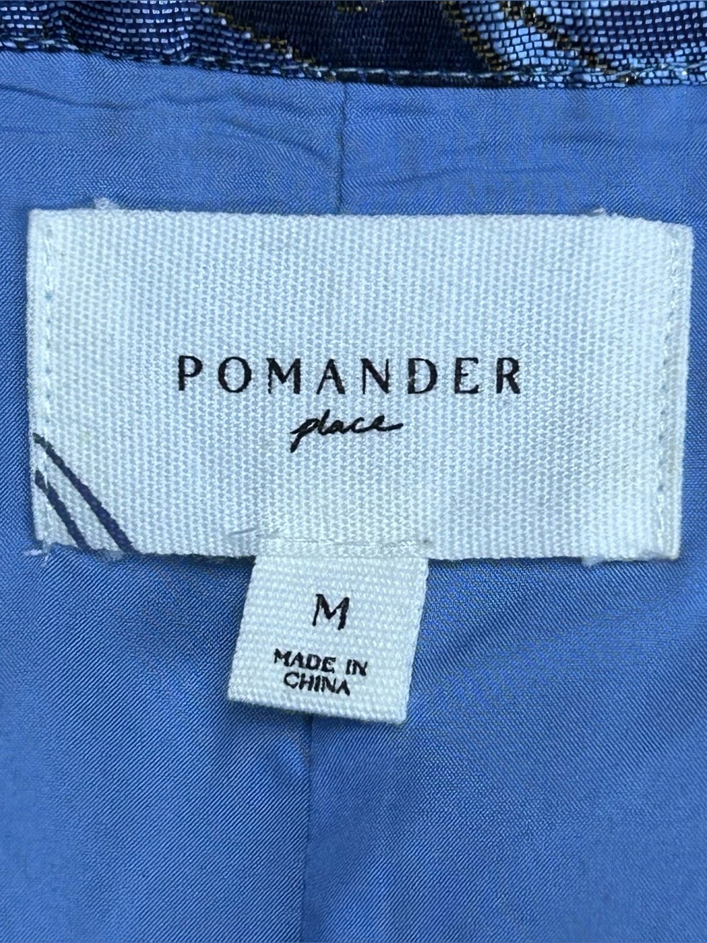Pomander Place Tuckernuck Samantha Dress M Blue Gold Floral Jacquard Textured - Picture 15 of 16